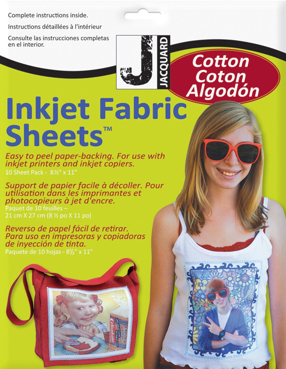 Jacquard Inkjet Fabric Sheets 8.5"X11" 10/Pkg-100% Cotton Percale